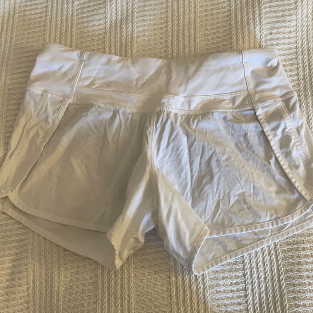 White lululemon run time shorts!